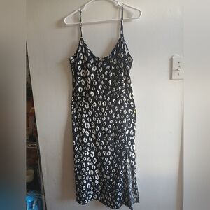 Reformation Black and White Spotted Midi Dress